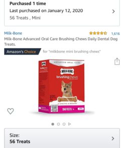 Milk-Bone Brushing Chews Daily Dental Dog Treats, Mini, 56 Count 56 Count (Pack of 1) Daily Dental Treats 20 61OjDmquJcL