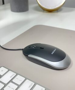Macally Silent Wired Mouse - Slim & Compact USB Mouse for Apple Mac or Windows PC Laptop/Desktop - Designed with Optical Sensor & DPI Switch - Simple & Comfortable Wired Computer Mouse (Space Gray) Black with Space Gray Trim 21 61OlQp3pYL