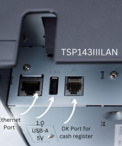Star Micronics TSP143IIILAN Ethernet (LAN) Thermal Receipt Printer with Auto-Cutter and Internal Power Supply - Gray Ethernet (LAN) 15 61Olz8TCt5L
