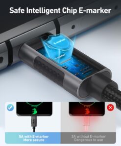 uni 100W USB C to USB C Cable 10ft, USBC to USBC Cable PD Fast Charging Cable, USB C Charger Cable (5A 20V) Compatible with iPhone15/Pro/Plus/ProMax, MacBook Air/Pro, iPad Pro, Samsung Galaxy S23 Grey 1 26 61OmyykZrTL