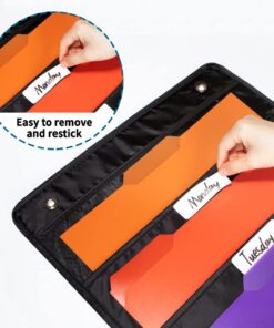 Annecy 10 Pockets Hanging Wall File Organizer, Black Storage Pocket Chart for File Folder and Paper, Space Saver for Office and Classroom, with Wall Hangers, Over The Door Hooks, Labels 10-Pocket Black Pocket 13 61On6Y onIL