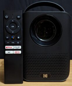 KODAK FLIK HD9 Smart Projector | Mini Black Portable Indoor & Outdoor Movie with Android TV Streaming Apps, Wi-Fi and Bluetooth, Built-In Speakers & Voice Remote | FHD 1080p for Screens Up to 120” 77 61OnZvLJvfL