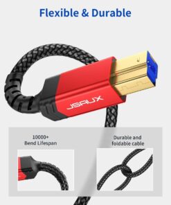 JSAUX USB 3.0 Cable B Male to USB-C, 10ft USB 3 Type B Cord Nylon Briaded Compatible with Docking Station, External Hard Drivers, Scanner and More 10 61Onks5o8eL