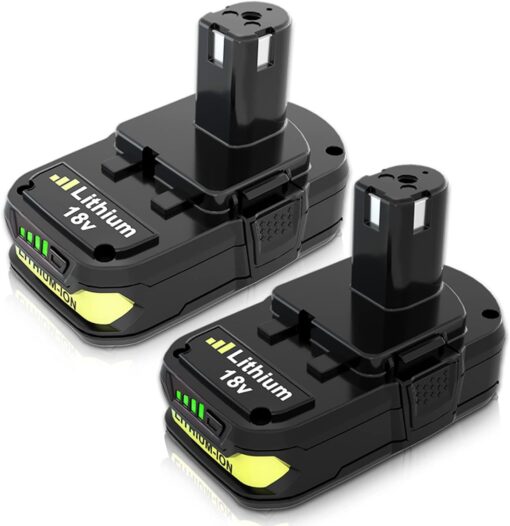 2-Pack 3000mAh 18V P102 P108 Li-ion Replacement Battery for Ryobi 18 Volt Battery Lithium-ion Plus Battery Max P102 P108 P103 P105 P107 P109 P104 Compatible with Ryobi 18Volt Power Cordless Tools 1 Count (Pack of 2)