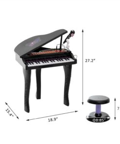 Qaba 37-Key Kids Toy Keyboard Piano Musical Electronic Instrument Grand Piano with with Microphone, Stool, MP3, U-Disk, Lights for 3-6 Years, Black 11 61OolRiyVPL