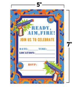Dart Gun Birthday Party Invitations, 20 5"x7" Fill In Cards with Twenty White Envelopes by AmandaCreation 16 61OpjVLuifL