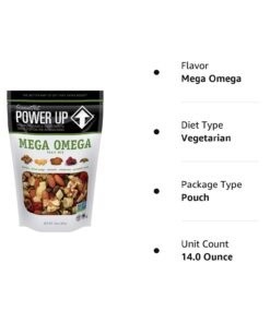Power Up Premium Trail Mix - Mega Omega Trail Mix 14oz, Gluten Free, Vegan, Non-GMO 14 Ounce (Pack of 1) 29 61Oqv3ET4L