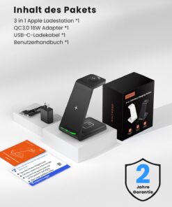 Wireless Charging Stand, GEEKERA 3 in 1 Wireless Charger Dock Station for iPhone 15 14 13 12 11 Pro Max Plus XR XS 8 Plus, Apple Watch Ultra/9/SE/8/7/6/5/4/3/2, AirPods Pro/3 Black 26 61OsCuuLIkL