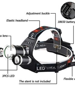 AUERVO Rechargeable LED Headlamp, 10000 Lumens Bright Headlight, Portable Waterproof Flashlight Kit with Rechargeable Batteries for Night Hunting Fishing Camping Black 16 61OtoA58rWL