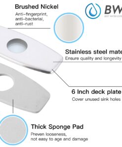 BWE Stainless Steel Deck Plate 6" Sink Hole Cover for Brushed Nickel Bathroom Sink Faucet 1 or 3 Hole Vessel Vanity Basin Outside Cover Cap Oval Commercial 10 61OumSztbAS