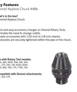 Dremel 4486 Keyless Chuck, ideal for 1/32” (0.8mm) to 1/8” (3.2mm) Shank Rotary Tool Accessories , Silver 19 61OvTXS2WnL