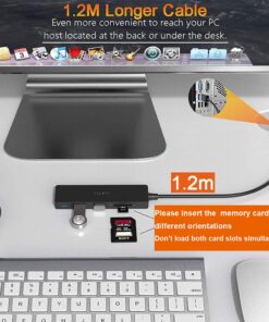 USB Hub 3.0 Splitter, TSUPY USB 3.0 Hub Multi USB Adapter Port Expander with 4ft Cable, SD/TF Card Reader & 3 USB 3.0 Ports Compatible for PC, Laptops, Surface Pro, MacBook, iMac Pro 4 FT 28 61OwFMSdMnS