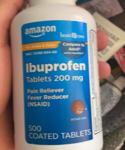 Amazon Basic Care Ibuprofen Tablets 200 mg, Pain Reliever/Fever Reducer, Body Aches, Headache, Arthritis Pain Relief and More, 500 Count 500 Count (Pack of 1) 31 61OxN5O7KcL