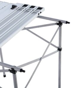 Giantex Folding Camping Table, Portable Picnic Table, Aluminium Patio Table, Roll Up Tabletop with Carrying Bag, Outdoor Compact Table for Hiking, BBQ, Party, 55" Lx28 Wx28 H 55"LX28"WX28"H with Rolled Up Tabletop 16 61OzayIibTL