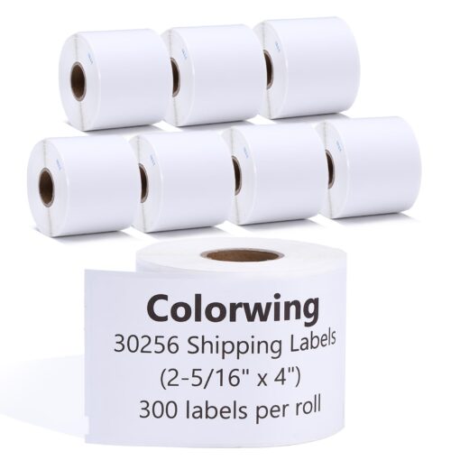 COLORWING 2-5/16" x 4" Label Replace for 30256 DYMO Label Writer 450 Shipping Labels, 59mm x 102mm LW White Paper Label Compatible with 450 Twin Turbo, 4XL Printers [8 Rolls, 300 Labels/Roll] 8