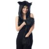 Black Cat Full Animal Hood Hoodie Hat Faux Fur 3 in 1 Function Paw Mittens Gloves 12 61P GBUyv5L