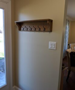 brightmaison Mante Entryway Organizer with Key Holder and Coat Rack, 6 Hooks For Hanging Face Masks, 30" Wood Walnut 23 61P eEZ75L