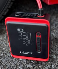 LASFIT AIR CR1 Tire Inflator Portable Air Compressor, 2in1 150PSI Cordless 12V DC Electric Auto Pump w/Digital Pressure Gauge, 3X Fast Inflation, 7800mAH Battery, LED Light for Car Bike Motorcycle Black 49 61P0AaqqDXL