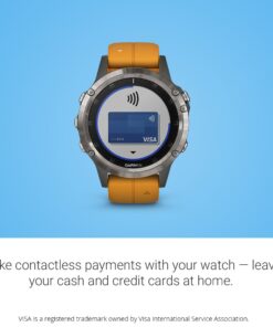 Garmin fenix 5 Plus, Premium Multisport GPS Smartwatch, Features Color Topo Maps, Heart Rate Monitoring, Music and Contactless Payment, Titanium with Orange Band 27 61P2G3PcIL