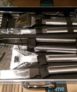 ROMANTICIST Complete Grill Accessories Kit - The Very Best Grill Gift on Birthday Wedding - Professional 21PC BBQ Accessories Set with Case for Outdoor Camping Grilling Smoking SILVER-1 37 61P2acdushL