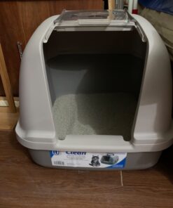 Catit Airsift Jumbo Hooded Cat Litter Pan, Warm Gray - Privacy and Easy Access for Cleaning - Ideal for Larger Cat Breeds or Multiple Cat Households 42 61P3Ij1KZPL