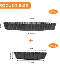 Alternative view of TORASO 9 Inch and 4 Inch Tart Pan with Removable Bottom, 2 PCS 9 Inch Quiche Pan and 4 PCS 4 Inch Pie Pan, Non-Stick Baking Pan (Set of 6) 2pcs 9" + 4pcs 4"