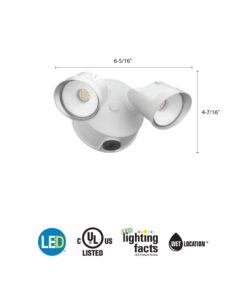Lithonia Lighting OVFL 2RH 40K 120 PE WH M4 Twin Head Dusk to Dawn Adjustable Outdoor Integrated LED Flood Light, White, 2 Round Gen 1 2 Round Heads 8 61P63XQvpL
