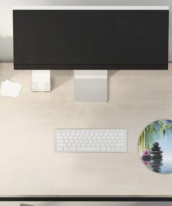 Ambesonne Chill Garden Mouse Pad, Modern Photo of Pink Flower Stones and Tree Branches on The Water Print Boho, Rectangle Non-Slip Rubber Mousepad, Standard Size, Multicolor Petrol Blue 3 61P6Y24P8ZL