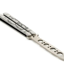Yuzlder Practice Butterfly Knife, Stainless Steel Balisong Trainer Unsharpened Blade with Spring Latch, Smooth Action Butterfly Knife Trainer 13 61P7bLjK3L