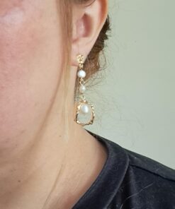 Baroque Pearl Drop 14K Gold Statement Dangle Earrings for Women Modern Irregular Pearl 22 61P8WBf TPL