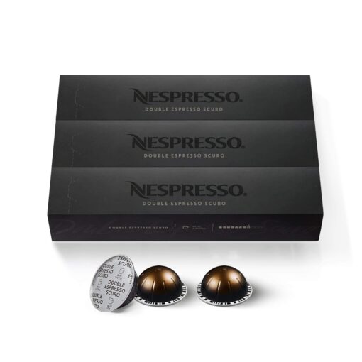 Nespresso Capsules VertuoLine, Double Espresso Scuro, Dark Roast Espresso Coffee, 10 Count (Pack of 3) Coffee Pods, Brews 2.7 Ounce (VERTUOLINE ONLY), Packaging May Vary 10 Count (Pack of 3)