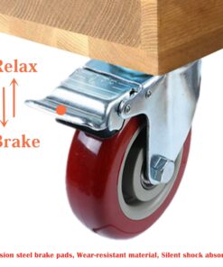 ABSLIMUS 4 inch Heavy Duty Casters Load 2400lbs, Lockable Bearing Plate Caster Wheels with Brakes, 360-degree Swivel Casters for Furniture and Workbench Cart, Set of 4 (Free Screws and a Spanner) 4 inch Red 27 61PADj3behL