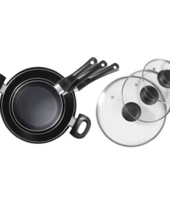 Starfrit Starbasix 12-Piece Aluminum Cookware Set with 3 Utensils, Normal, Black 7 61PAX7eBc1S