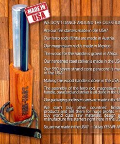 Fire-Fast Trekker. Best Emergency Waterproof Survival Fire Starter. Magnesium and Euro Fire Steel Ferro Rod. Compact Durable Tool for Bushcraft, Camping, Backpacking, Hiking, Hunting, or Bug Out Bag 1 Pack 23 61PBu9XG85L