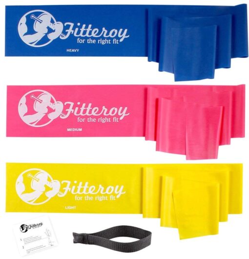 Therapy Resistance Exercise Stretch Bands with Door Anchor & Instruction Sheet. Use for Strength Training, Pilates, & Rehab