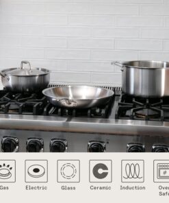 Made In Cookware - 10 Piece Stainless Steel Pot and Pan Set - 5 Ply Clad - Includes Stainless Steel Frying Pans, Saucepans, Saucier and Stock Pot W/Lid - Professional Cookware - Made in Italy 10-Piece (Stainless Steel) 47 61PGwt0z79L