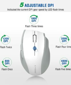 E-YOOSO Wireless Mouse, Computer Mouse 18 Months Battery Life Cordless Mouse, 5-Level 4800 DPI, 6 Button Ergo Wireless Mice, 2.4G Portable USB Wireless Mouse for Laptop, Mac, Chromebook (White Gray) White Gray 8 61PIjAtl5JL