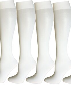 Differenttouch 6 Pairs Pack Women Opaque Stretchy Spandex Knee High Trouser Socks 9-11 White