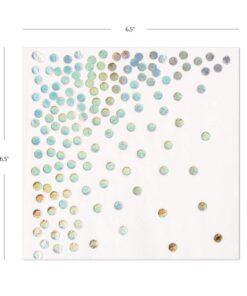 Andaz Press Iridescent Holographic Silver Foil Polka Dot 6.5-Inch Lunch Napkins, Bulk 50-Pack Count, 3-Ply Disposable Modern Lunch Napkins for Iridescent Theme Party, Mermaid, Unicorn 6.5x6.5 Inch (Pack of 50) 7 61PMebKRYvL