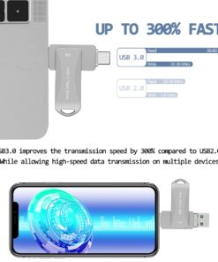 1TB USB Flash Drive for Phone, Dual USB3.1 to USB C Memory Stick 1000GB, WOFICLO High-Speed Transfer Type-c Thumb Drive for iPad Pro, Mac pro, Samsung Galaxy, PC.Black 1TB Black 14 61POIVGbPL