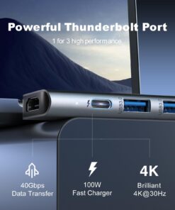 USB C Hub Adapter MacBook - UtechSmart 7 in 2 MacBook Pro/Air Accessories Multiport Adapter with Thunderbolt 3 Port, 100W PD 4K@30Hz, 40Gbps 4K HDMI, 3*USB3.0 Data Port SD and MicroSD Card Reader 23 61POr5duuSL