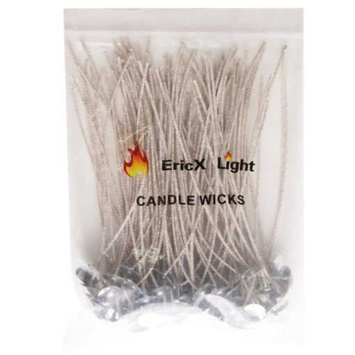 EricX Light 100 Piece 8 inch Soy Wax Candle Wick,Cotton & Paper Interwoven core,Large,for Candle Making,Candle DIY