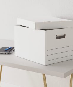 Amazon Basics Medium Duty Storage/Filing Boxes With Lid and Handles, Legal/Letter Size, 12-Pack, White, 16.2" L x 12.5" W x 10.5" H 28 61PPWcHY0GL