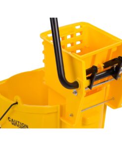 Carlisle FoodService Products Mop Bucket with Side-Press Wringer for Floor Cleaning, Restaurants, Offices, And Janitorial Use, Polyproylene, 26 Quarts, Yellow 27 61PSU7 HB9L