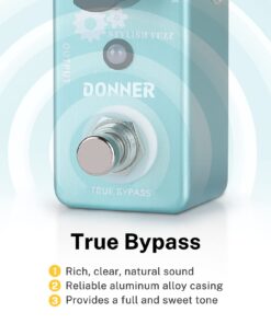 Donner Fuzz Pedal, Stylish Fuzz Guitar Pedal, Classic Mini Fuzz Pedal for Electric Guitar True Bypass Green Fuzz 27 61PTbkJfLwL