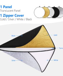 NEEWER 32 Inch/80 Centimeter Light Reflector Light Diffuser 5 in 1 Collapsible Multi Disc with Bag - Translucent, Silver, Gold, White, and Black for Studio Photography Lighting and Outdoor Lighting 80cm 29 61PW6KJzgS