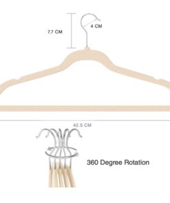 TECHZOO 50 Pack New Premium Quality Velvet Hangers Ultra Thin Non Slip Adult Felt Space Saving Hangers for Closet Heavy Duty Coat Pants Jackets Dress Hangers 360° Swivel Hook Hold Upto 10 lbs Ivory 22 61PXWlqupBS
