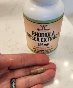 Rhodiola Rosea Supplement 500mg, 120 Vegan Capsules (Manufactured and Third Party Tested in The USA, 3% Salidrosides, 1% Rosavins Extract) for Performance, Calming, Motivation by Double Wood 17 61PXbpKx95L