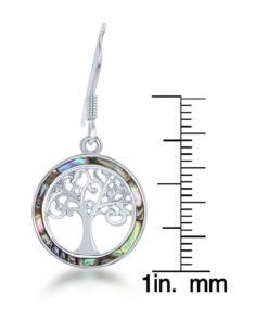 Alternative view of Sterling Silver and Gold Tone Created Opal, MOP or Abalone Tree of Life Circle Earrings