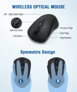 Wireless Keyboard and Mouse Combo, Full-Sized 2.4GHz Wireless Keyboard with Comfortable Palm Rest and Optical Wireless Mouse for Windows, Mac OS PC/Desktops/Computer/Laptops Black 33 61PaC3lh79L